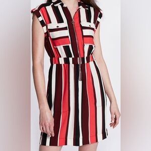 Express Bold Striped Red and Black Dress - XS